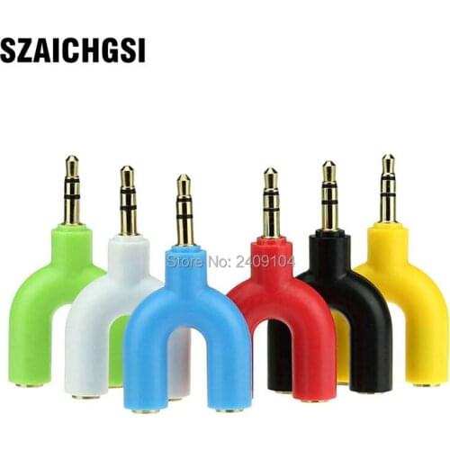 SZAICHGSI 3.5mm Earphone Audio Splitter Connecter Adapter 1 Male to 2 Female For iphone Headphone PC Mobile Phone 100pcs