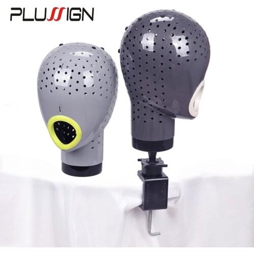 Plussign Hot Gray Fresh Wig Head Drying Unit For Lace Wigs Wig Cap Hairnet Dryer Head With Holder Stand Display Mannequin Head