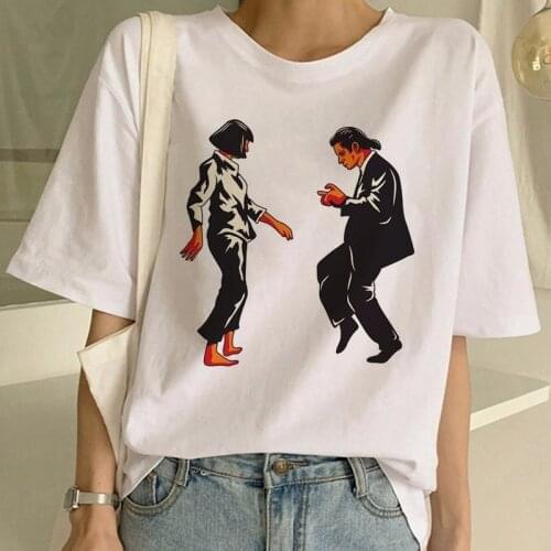 Summer Women T-shirt Pulp Funny Fiction Film Womens Shirt Print Mia Harajuku T-shirt Fashion Virgin Maria Mia Tshirt Ulzzang