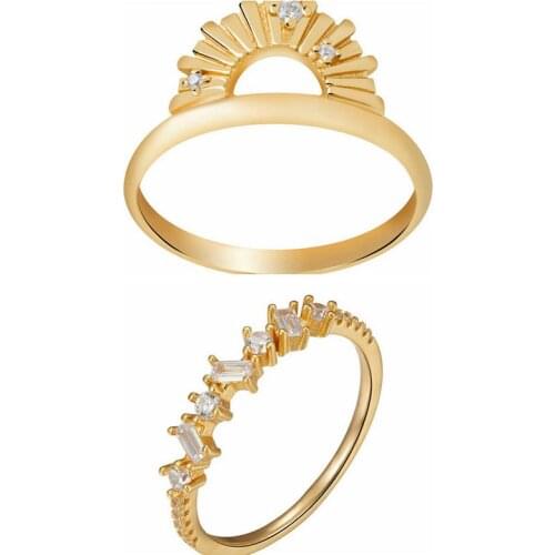 Plated 24K Gold Wedding Ring for Women Exquisite Charm Crystal Engagement Rings Simple Jewelry Accessories