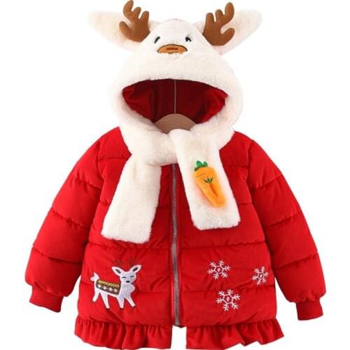 Toddler Girl Winter Clothes Baby Coat Kids Jackets For Girls Little Girls Clothing Christmas Cartoon Fur Hood Jacket Scarf Coat
