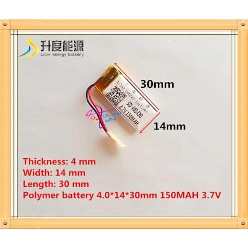 10 PCS free shipping 3.7V lithium battery 041430 401430 150MAH MP3 MP4 MP5 small toys Bluetooth Battery
