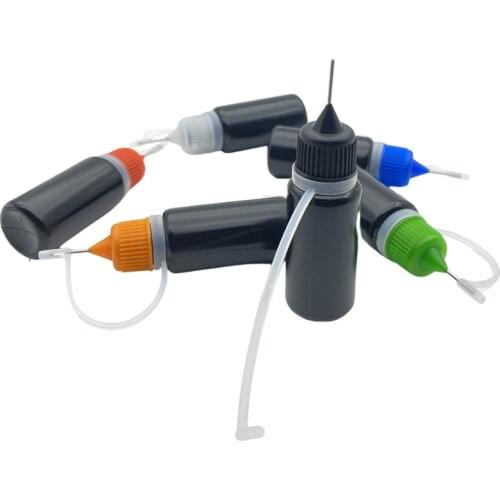 100pcs Black 10ml Metal Needle Bottle Plastic Vial Long Thin Tip Soft PE for E Liquid Empty E liquid Juice Bottles