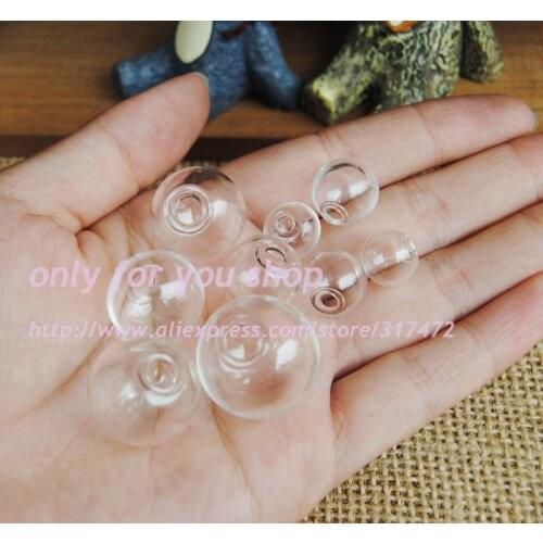 100pcs transparent glass orbs Glass Vial pendant glass globe bubble DIY charm glass wishing pendant