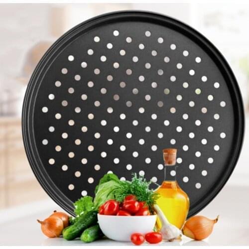 12 Inch Round Pizza Plate Pizza Tools Deep Dish Tray Carbon Steel Non-stick Mold Baking Tool Baking Mould Pan Pattern 1Pcs