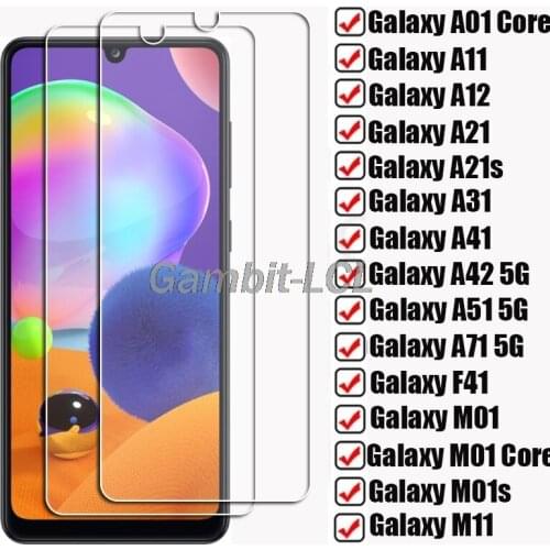 2PCS For Samsung Galaxy A01 Core A11 A12 A21 A21s A31 A41 A42 A51 A71 5G F41 M01 M01s M11 Tempered Glass Protective Screen Film
