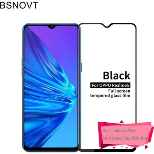 2PCS Screen Protector For OPPO Realme 5 Glass Full Cover Glue Tempered Glass For OPPO Realme 5 Glass For OPPO Realme5i 5S 5 Pro