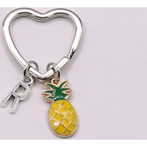 26 Initial Letters A-Z Pineapple Keychain Custom Keyring Pineapple Jewelry Fruit Charms Best Friend Keychain Gifts