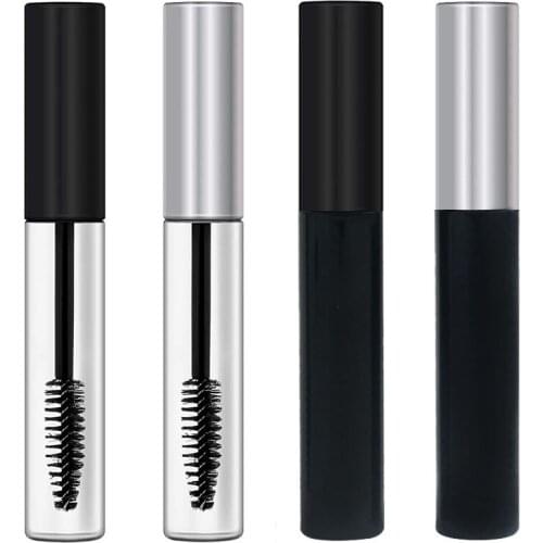 360pcs Wholesale 10ml Empty Clear Plastic Black Eyelash Tube Mascara Cream Vial Container Tube with Silver/Black Lid