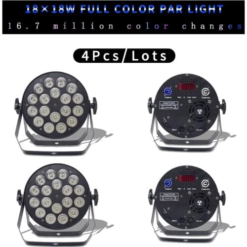 4pcs/lots 18x18W aluminum LED light RGBWA UV 6IN1 LED flat panel with DMX512 control stage light DJ disco wedding lights