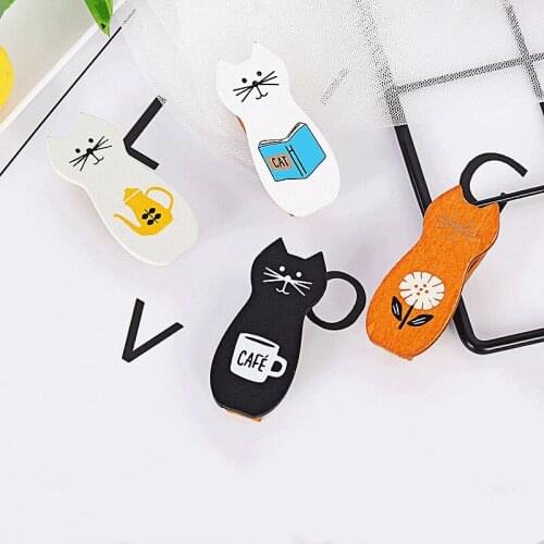 4PCS/lot Creative Kawaii Cat Mini Craft Decoration Natural Wooden Photo Clips Pegs