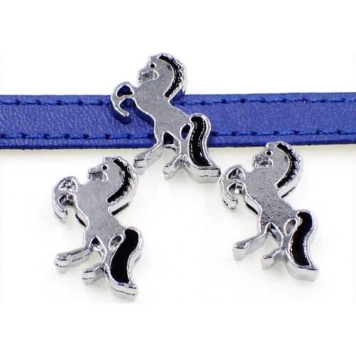 50PCS 8mm Silver Smooth Animal Slide Charms Flat Beads DIY 8mm Bracelets Wristbands,Belt Straps Pet Name Collar Wholesale