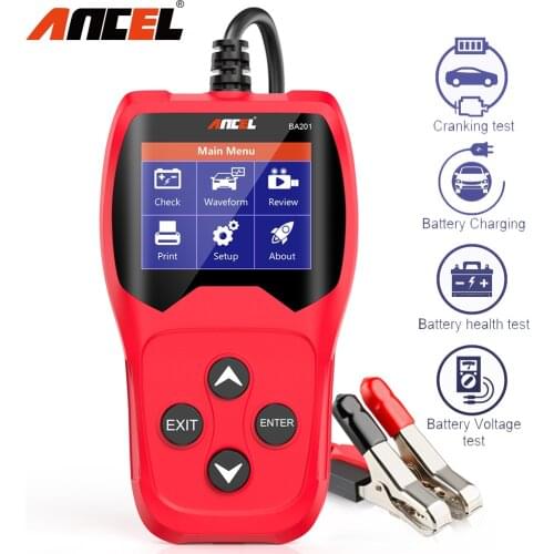 Ancel BA201 12V Battery Test Battery Detector Car Battery Charger Tester Analyzer Car Charging Cricut Load Tester Analyzer Tools