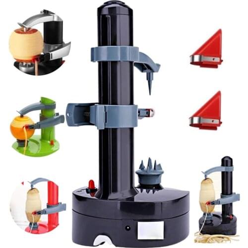 Automatic Rotating Electric Fruit Peeler Machine Kitchen Peeling Tool Apple Potato Fast Slicer Vegetables Cutter with 2 Blades