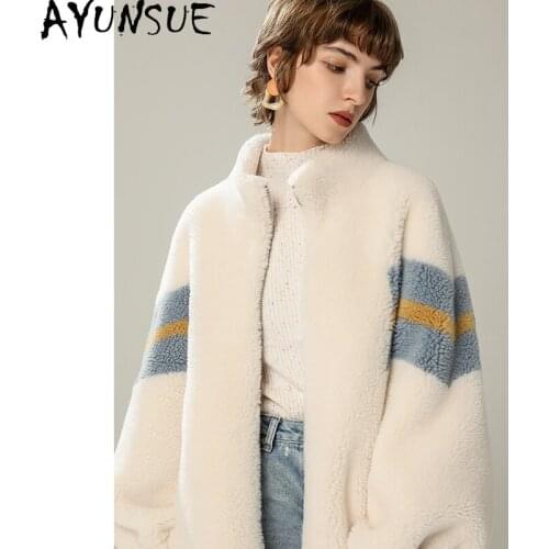 AYUNSUE Winter Sheep Shearling Jacket Women 2021 Short Fur Coat Womens Jackets Female Casual Wool Coats Casacos Feminino Gxy181