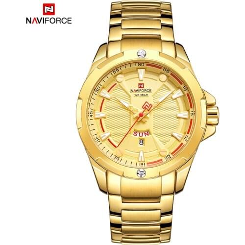 New NAVIFORCE Men Quartz Analog Watches Waterproof Week Display Casual Business Stainless Steel Luminous Clock Male Wrist Watch