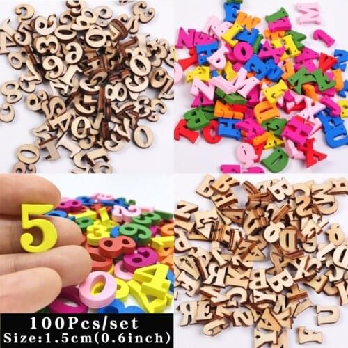 100Pcs Cute Letters Numbers Wooden Alphabet Embellishments Scrapbooking Craft DIY