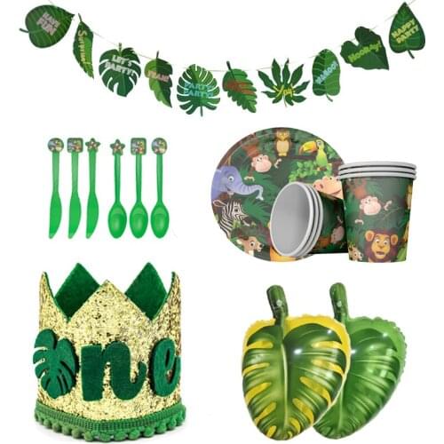 Wild One Birthday Party Decorations For Kids Jungle Safari First Birthday Decor Baby Shower Jungle Party Supplies fl53