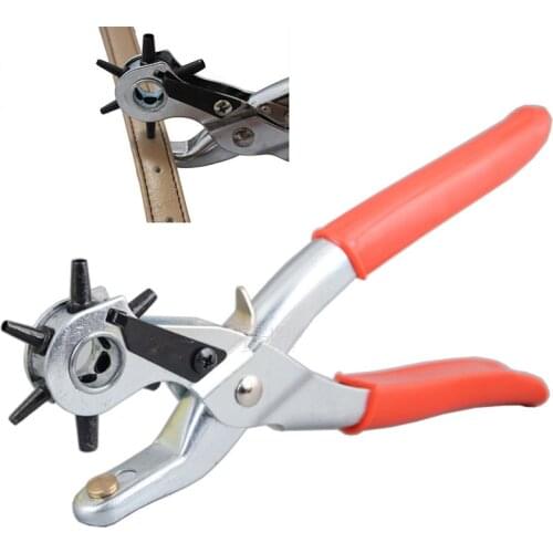 Household Belt Hole Puncher Tool for Leathercraft Holes 3-in-1 Hand Punch Plier Eyelet Puncher Revolve Watchband Strap Punch