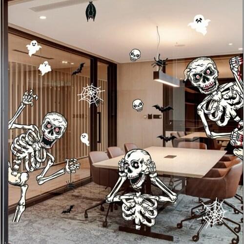 Halloween Horror Wall Sticker PVC Material Skull Window Sticker Home Party Halloween Ghost Applique Decoration