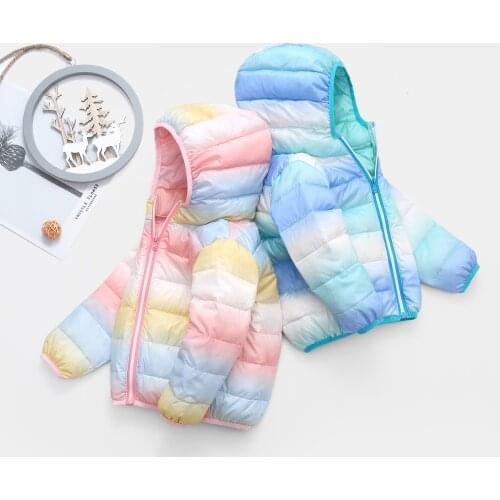 Rainbow printed cotton jacket Newborn Infant Boys Girls Long Sleeve Tie-Dye Hooded Coat Outfits Marshmallow-like beauty soft Y4