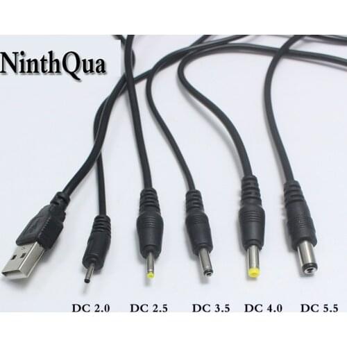 NinthQua 1pcs USB Port to 2.0*0.6 2.5*0.7 3.5*1.35mm 4.0*1.7 m 5.5*2.1 5.5 3.5*1.1mm 5V DC Barrel Jack Power Cable Connector