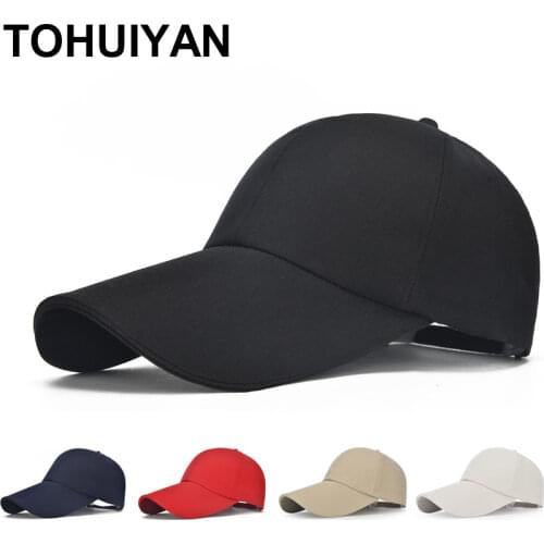 TOHUIYAN Long Visor Cap Casual Outdoor Bone Baseball Caps For Men Hats Women Canvas Snapback Hats Summer Sunshade Sports Caps