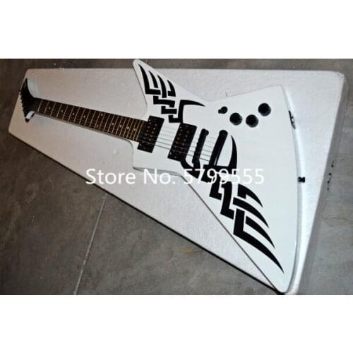 Classic special-shaped 6-wire electric guitar, white body, special applique, free delivery