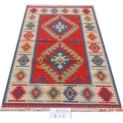 Kilim Carpet Wool Handwoven Wool Carpets Big Carpet For Living Room Geometric Rug Carpet Bohemian Natural Sheep Wool