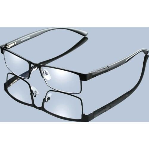 Lightweight Metal Reading Glasses Unisex Business Clear Presbyopic Glasses Spring Hinge Full Frame black/silver +1.5 2.5