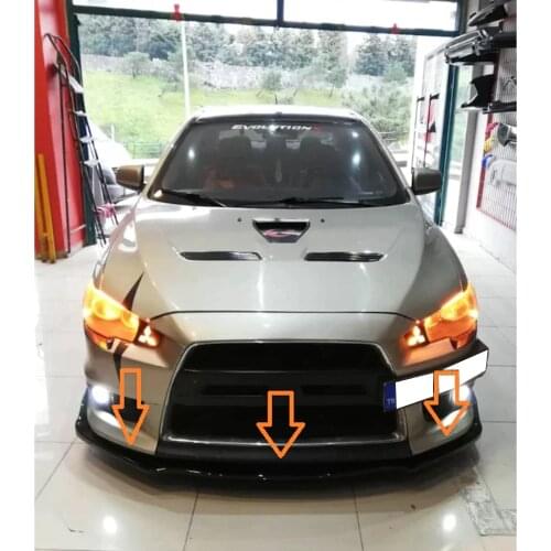 Mitsubishi Lancer Evo X Evo 10 Front Bumper Attachment Gloss Black 3 Pcs