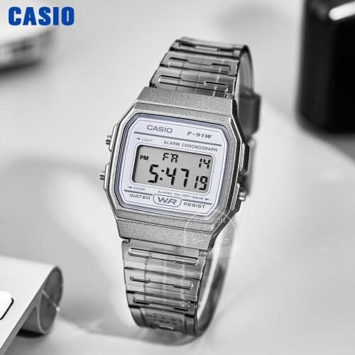 Casio Men Women Watches Casual Transparent LED Digital Sport Watch Lovers Gift Clock Waterproof Children Kids Wristwatch F-91W