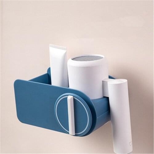 Wall-Mounted Hair Dryer Rack Bathroom Storage Stand with 4 Holes Toilet Organizer Creative Comb Holder Toothpaste Shelves