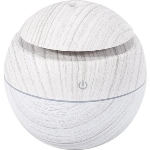 New 130Ml Mini Electric Air Humidifier Usb Charge Aroma Diffuser Ultrasonic White Wood Grain With 7 Color Led Light For Home