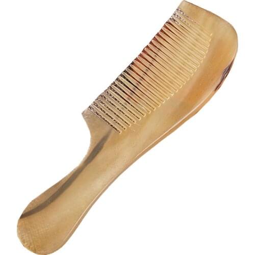 2021 New Natural Clow Horn Comb Anti Static Hair Comb Round Handle Fine Tooth Hair Massage Comb Brush Styling Tools