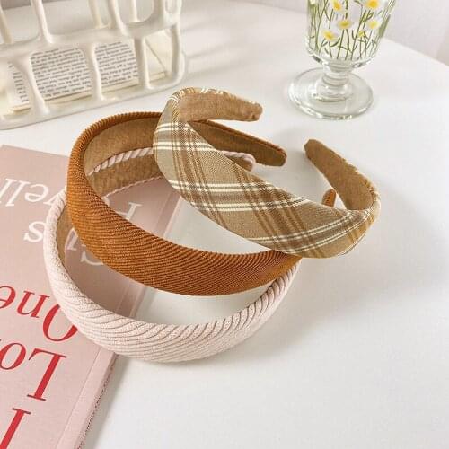 Wide Side Korean Style for Girls Women Hair Hoop 1Pcs Nice Gift Fashion Hair Accessories Lattice Pattern Cloth