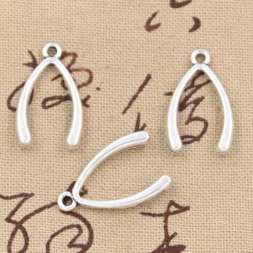 20pcs Charms Lucky Wish Bone 25x14mm Antique Bronze Silver Color Pendants Making DIY Handmade Tibetan Bronze Jewelry