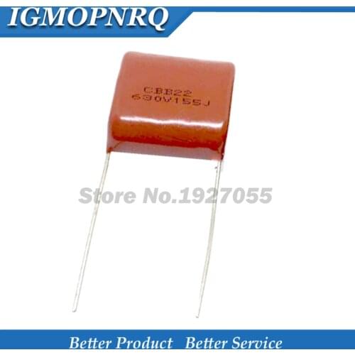 10PCS 630V155J 1.5UF Pitch 20mm 1.5uf 630V 155 155J 1500nf CBB 630v155 Polypropylene film capacitor new