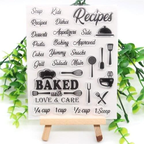 ZFPARTY Recipes Transparent Clear Silicone Stamps for DIY Scrapbooking/Card Making/Kids Crafts Fun Decoration Supplies