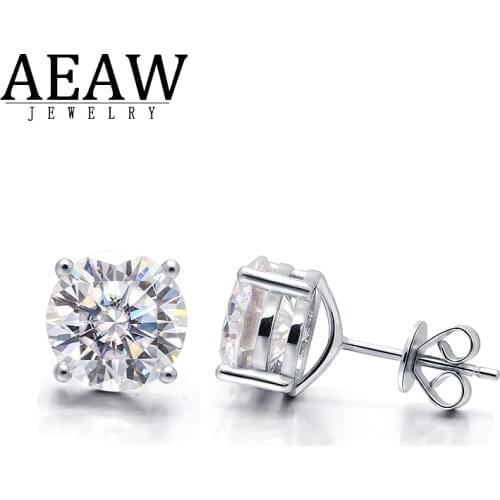 Classic Round Moissanite Earring Top Quality 100% 14k White Gold For Women Mens Jewelry Earrings Engagement 3.0CT 9mm Round