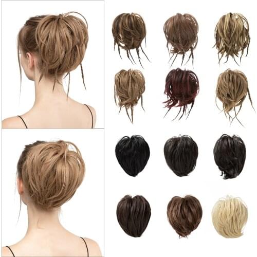 Chignon Messy Braided Bun Synthetic Fake Hair Piece Cover Scrunchie Updo With Elastic Band High Temperature Fiber For Woman