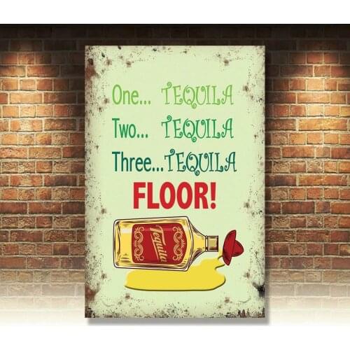 Tequila Floor! Funny Pub Shots Spirits Medium Metal Steel Wall Sign