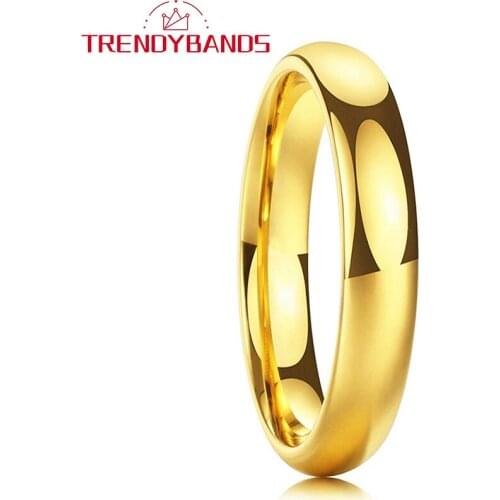 4MM Womens Tungsten Carbide Wedding Bands Engagement Rings Mens Domed High Polished Shiny Comfort Fit