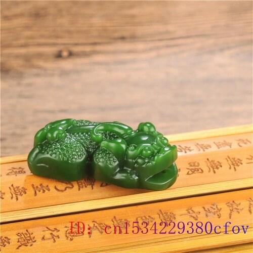 Green Jade Pixiu Pendant Charm Chinese Carved Amulet Jewelry Gifts Jadeite Men Natural Necklace Fashion Women