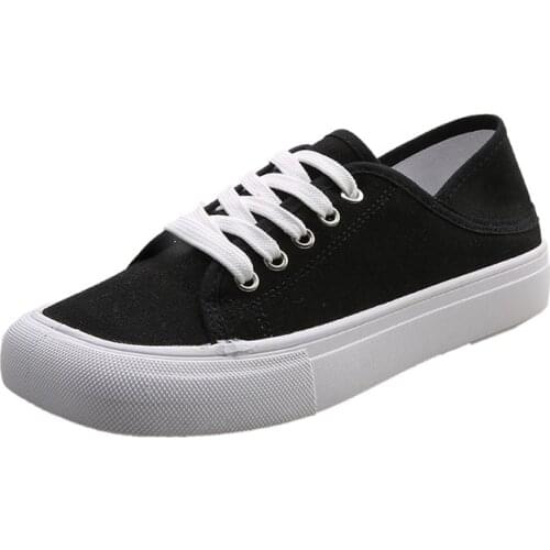 Women South Korean Square Canvas Sneakers Low Shoes Classical Retro Style Vulcanized Shoes