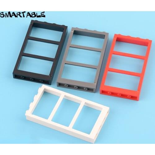 Smartable Window 1x4x6 Frame with Three Panes With Glass Building Block MOC Parts Toy For Kids Compatible 57894+60616 10pcs/lot