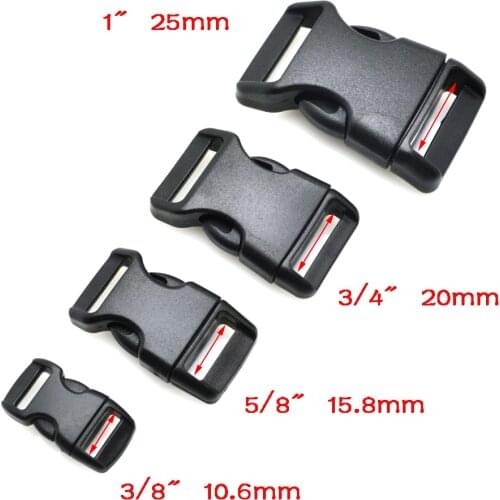10pcs/pack Piastic Side Release Buckle Curved 550 Paracord Bracelet Dog Collar Backpack Strap Webbing 10mm 15mm 20mm 25mm