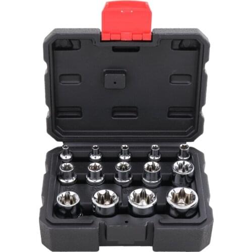 14pcs/set E Plum Blossom Star Female Drill Bit Socket Set 1/2" 3/8" 1/4" Driver E4-E24 Repair Tool Hand Tool Set High Quality
