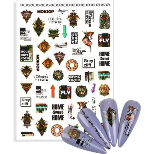 2021 NEW Arrival Letter Flower Stamp Design Manicure Slider Decal for Nails Inscription Nail Art Decoration Adhesive Sticker Tip