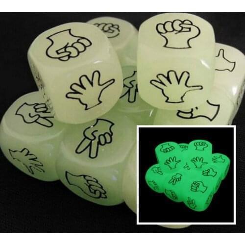 5 PCS Fluorescence Mora Dice Creative Design 2*2 cm Finger-guessing Game For KTV Bar Game Green Resin Material